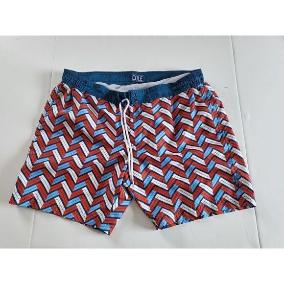 Cole Size XL Men's Fixed Waist Swim Trunk Board Shorts 6" Inseam Multicolors - Picture 1 of 4
